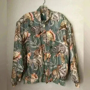 Vtg Fuda Sport International Nautical Green Silk Sweat Suit XL